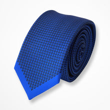 Load image into Gallery viewer, Blue Micro Check With V-Ribbed Silk Tie – Slim 50mm