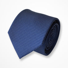 Load image into Gallery viewer, Blue Micro Check With White Pin Dots Silk Tie – Skinny 75mm