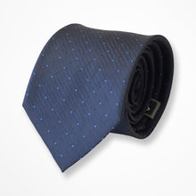 Load image into Gallery viewer, Blue Micro Check With Light Blue Pin Dots Silk Tie – Regular 80mm