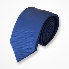 Load image into Gallery viewer, Blue Ribbed Silk Tie – Skinny 70mm