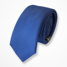 Load image into Gallery viewer, Blue Micro Check Silk Tie – Skinny 70mm
