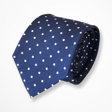 Load image into Gallery viewer, Blue Micro Check With White Pin Dots Silk Tie – Regular 75mm