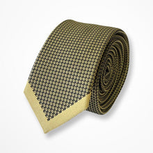 Load image into Gallery viewer, Gold Micro Check With V-Ribbed Silk Tie – Slim 50mm