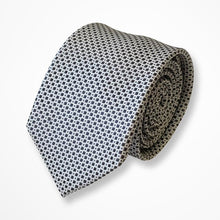 Load image into Gallery viewer, Brown Micro Check With White Geometric Silk Tie – Skinny 70mm
