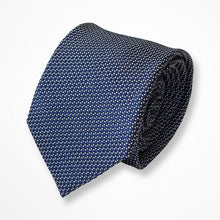 Load image into Gallery viewer, Blue Micro Check With White Pin Dots Silk Tie – Regular 80mm