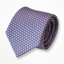 Load image into Gallery viewer, Purple Honeycomb Pattern With Orange Geometric Silk Tie – Regular 80mm