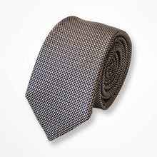Load image into Gallery viewer, Gold Twill With Black Wavy Pattern Silk Tie – Skinny 60mm