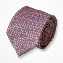 Load image into Gallery viewer, Orange Floral With Light Blue/White Flower Silk Tie – Skinny 75mm