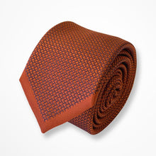 Load image into Gallery viewer, Orange Micro Check With V-Ribbed Silk Tie – Skinny 60mm