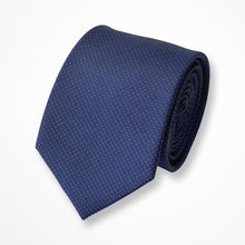 Load image into Gallery viewer, Blue Micro Check With White Pin Dots Silk Tie – Skinny 70mm