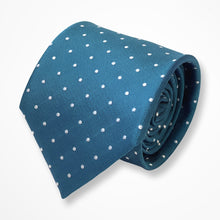 Load image into Gallery viewer, Steel Blue Micro Check With White Pin Dots Silk Tie – Regular 80mm