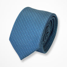 Load image into Gallery viewer, Blue Grenadine With Steel Blue/White Dots Silk Tie – Skinny 65mm