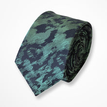 Load image into Gallery viewer, Malachite Green Pattern With Black Splash Ink Silk Tie – Skinny 60mm