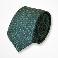 Load image into Gallery viewer, Malachite Green Micro Check With Light Green Pin Dots Silk Tie – Skinny 60mm