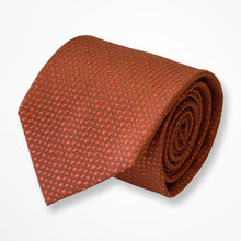 Load image into Gallery viewer, Orange Micro Check With Geometric Pattern Silk Tie – Regular 80mm