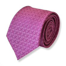 Load image into Gallery viewer, Purple Pattern With White Geometric Silk Tie – Skinny 70mm