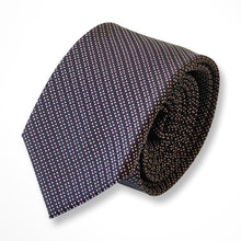 Load image into Gallery viewer, Dark Purple Stripes With Dark Red/White Pin Dots Silk Tie – Skinny 65mm