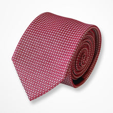 Load image into Gallery viewer, Red Micro Check With White Geometric Silk Tie – Regular 80mm