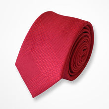 Load image into Gallery viewer, Red Glen Check With Geometric Pattern Silk Tie – Skinny 60mm