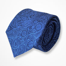 Load image into Gallery viewer, Blue Paisley Silk Tie – Skinny 75mm