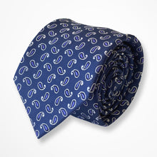 Load image into Gallery viewer, Blue Paisley With Violet/White Pattern Silk Tie – Regular 80mm