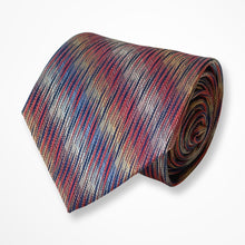 Load image into Gallery viewer, Iridescent Pattern With Red/Blue/Yellow/White Colourful Stripes Silk Tie – Regular 85mm