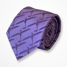 Load image into Gallery viewer, Dark Purple Pattern With Dark Violet Bird Silk Tie – Skinny 75mm