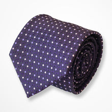 Load image into Gallery viewer, Dark Purple Micro Check With Purple Bowtie and Light Purple/White Rhombus Silk Tie – Regular 80mm