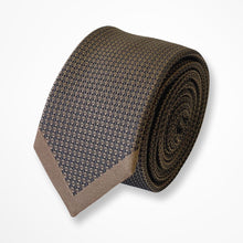 Load image into Gallery viewer, Brown Micro Check With V-Ribbed Silk Tie – Slim 50mm