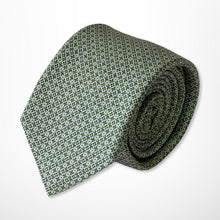 Load image into Gallery viewer, Green Knit With Mint and White Geometric Silk Tie – Skinny 70mm