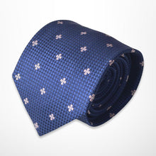 Load image into Gallery viewer, Navy Grenadine With Pink Flower Silk Tie – Regular 80mm