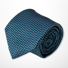 Load image into Gallery viewer, Dark Green Geometric With Mint Pin Dots Silk Tie – Regular 85mm