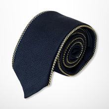 Load image into Gallery viewer, Black Twill With Yellow Lines Around The Edge Silk Tie – Skinny 60mm