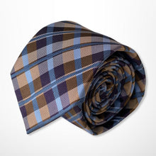 Load image into Gallery viewer, England Purple Tartan With Orange and Brown Stripes Silk Tie – Regular 80mm
