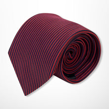 Load image into Gallery viewer, Red Repp With Black Stripes Silk Tie – Regular 80mm