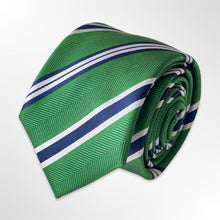Load image into Gallery viewer, Green Regimental Silk Tie – Skinny 75mm