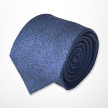 Load image into Gallery viewer, Navy Geometric With Floral Pattern Silk Tie – Skinny 75mm