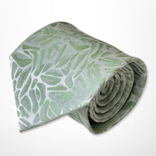 Load image into Gallery viewer, Green Pattern With Silver Mint Leaves Silk Tie – Regular 100mm