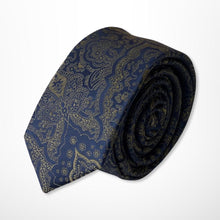 Load image into Gallery viewer, Dark Green Paisley With Light Green Floral Silk Tie – Skinny 50mm