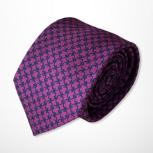 Load image into Gallery viewer, Blossom Purple Geometric With Black Circle Silk Tie – Skinny 70mm