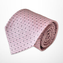 Load image into Gallery viewer, Light Pink Geographic With Black Pin Dots Silk Tie – Regular 90mm