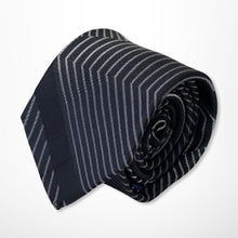 Load image into Gallery viewer, Black Pattern With White Stripes Silk Tie – Skinny 70mm