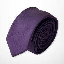 Load image into Gallery viewer, Dark Purple Twill Silk Tie – Skinny 50mm