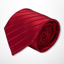 Load image into Gallery viewer, Red Repp With Silver Red Stripes Silk Tie – Regular 90mm