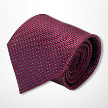 Load image into Gallery viewer, Dark Red Geometric With Black Circles and White Pin Dots Silk Tie – Regular 90mm