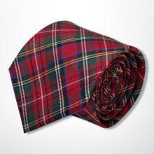 Load image into Gallery viewer, England Red Tartan With Yellow and Green Stripes Silk Tie – Skinny 75mm
