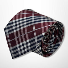 Load image into Gallery viewer, England Red and Black Tartan With White Stripes Silk Tie – Regular 80mm
