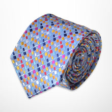 Load image into Gallery viewer, Light Blue With Colorful Geometric Silk Tie – Skinny 75mm