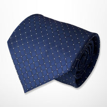 Load image into Gallery viewer, Navy Check With White Pin Dots Silk Tie – Regular 100mm