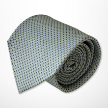 Load image into Gallery viewer, Green Herringbone With Light Blue Geometric Silk Tie – Regular 80mm